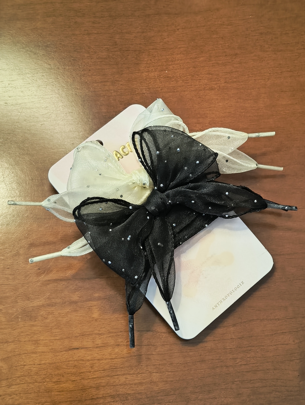 Anthropologie Rhinestone Organza Shoelaces Pair NWT